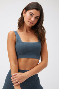 SPIRITUAL GANGSTER AMARA SEAMLESS WIDE RIB BRA - DARK SEA BLUE