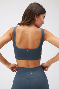 SPIRITUAL GANGSTER AMARA SEAMLESS WIDE RIB BRA - DARK SEA BLUE