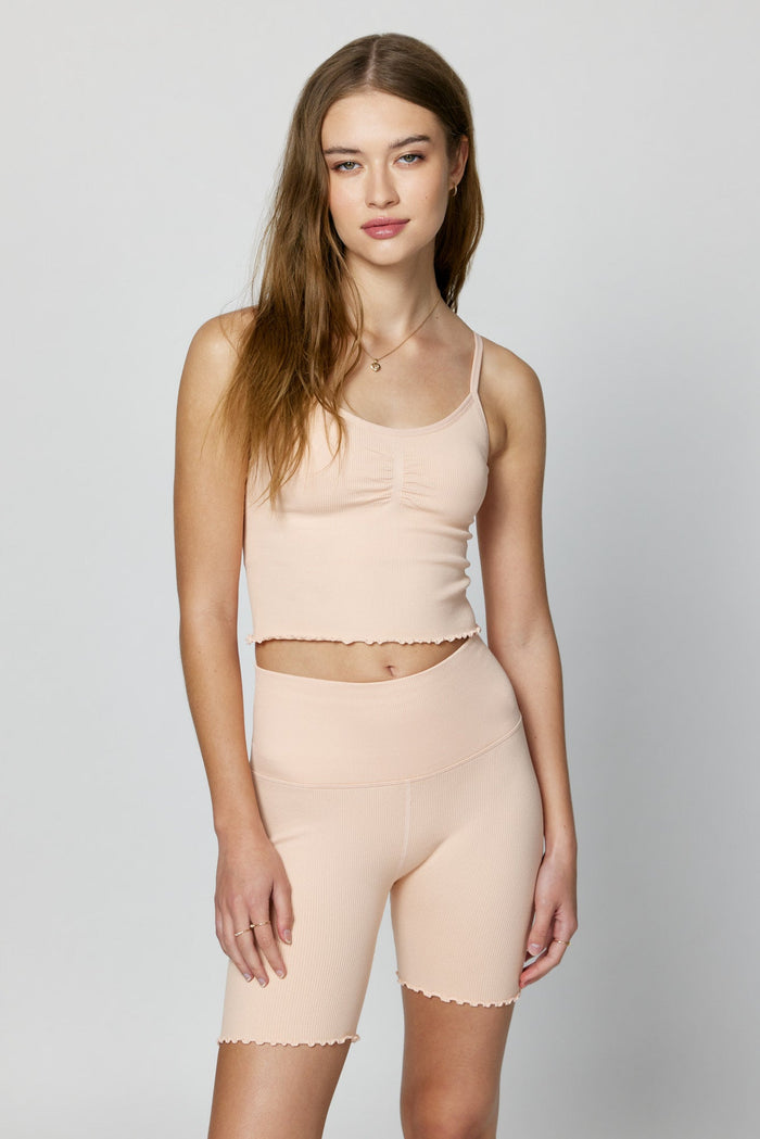 SPIRITUAL GANGSTER HART SEAMLESS CROP TANK - DUST PINK