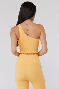SPIRITUAL GANGSTER LUNA ONE SHOULDER SEAMLESS TANK - APRICOT