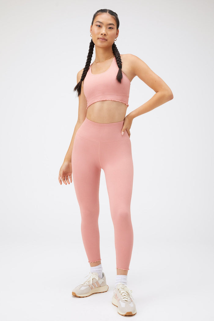 SPIRITUAL GANGSTER LOVE SCULPT SEAMLESS RUFFLE LEGGING - ROSE
