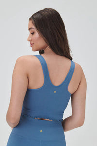 SPIRITUAL GANGSTER AMOR SEAMLESS CROP TANK - COASTAL BLUE