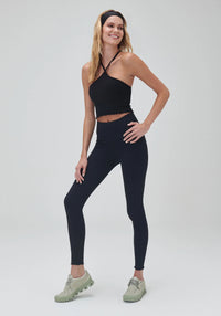 SPIRITUAL GANGSTER SEAMLESS HALTER TOP - BLACK