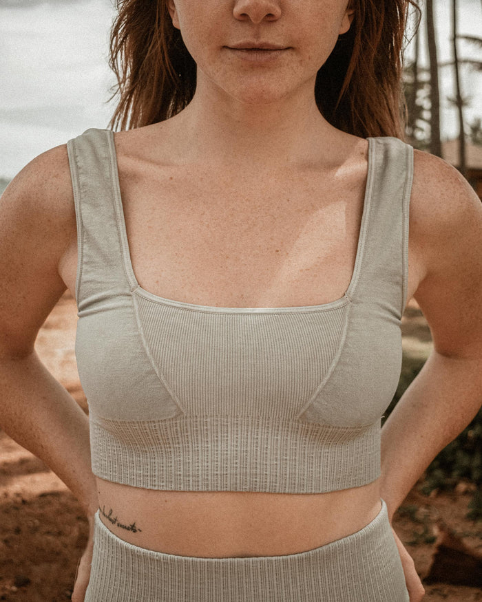 FREE PEOPLE MOVEMENT GOOD KARMA SQAURE NECK - SEA GLASS 3874