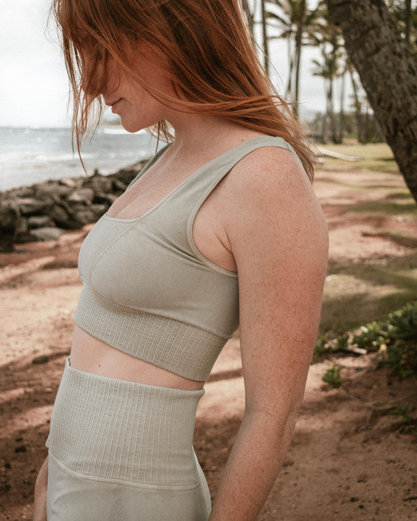 FREE PEOPLE MOVEMENT GOOD KARMA SQAURE NECK - SEA GLASS 3874