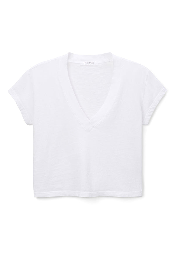 PERFECT WHITE TEE ALANIS RECYCLED COTTON V NECK TEE - WHITE T103