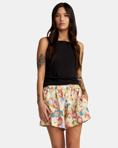 RVCA LINEN SAWYER ELASTIC WAIST SHORTS - MUL