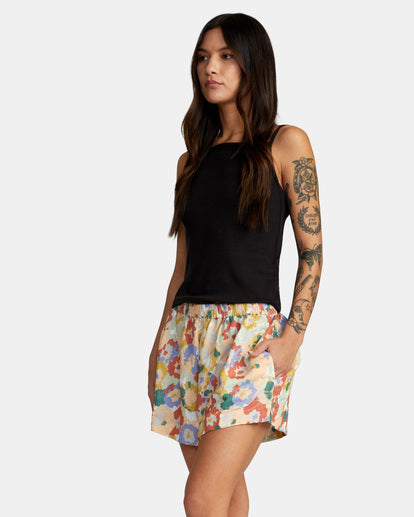 RVCA LINEN SAWYER ELASTIC WAIST SHORTS - MUL
