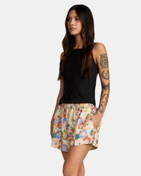 RVCA LINEN SAWYER ELASTIC WAIST SHORTS - MUL