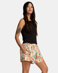 RVCA LINEN SAWYER ELASTIC WAIST SHORTS - MUL