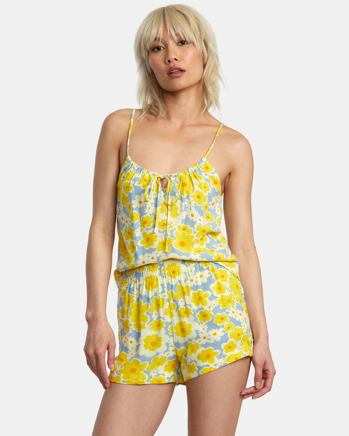 RVCA SAWYER PRINT ELASTIC WAIST SHORTS - DSB