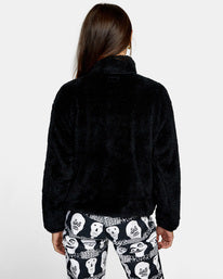 RVCA REZAXED QUARTER ZIP FLEECE SWEATER - BLK