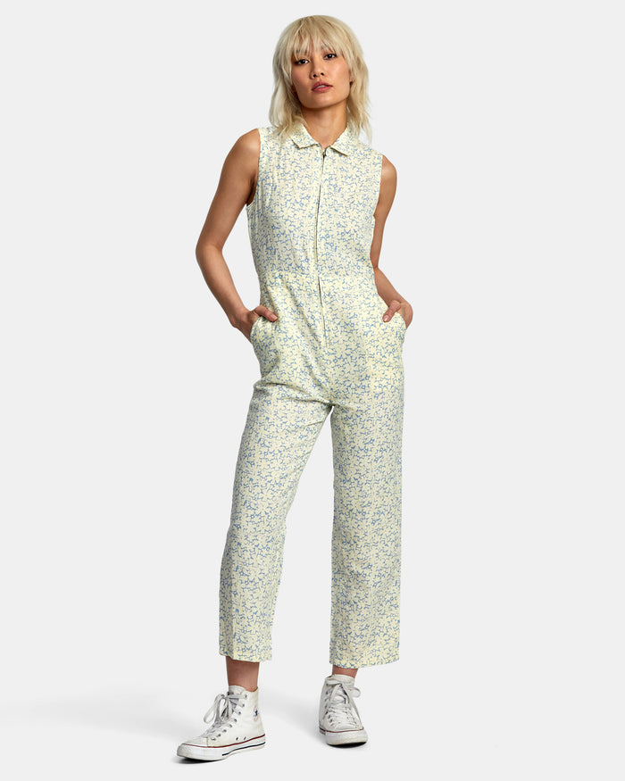 RVCA SUNNY LINEN JUMPSUIT - LEM
