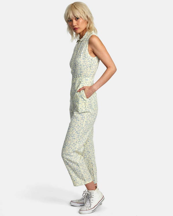 RVCA SUNNY LINEN JUMPSUIT - LEM
