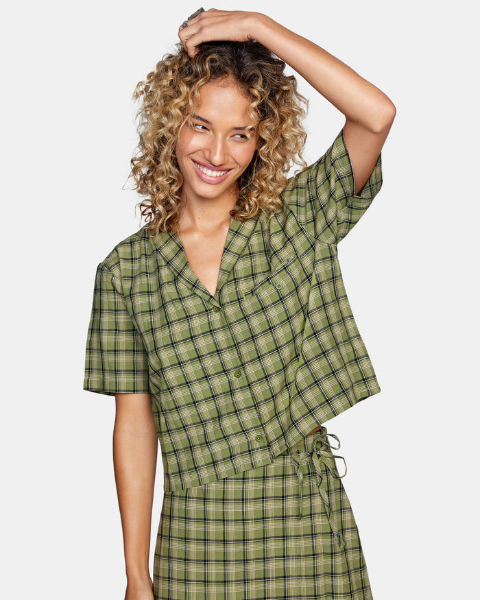 RVCA JACKSON BUTTON-DOWN TOP SS - GMV0