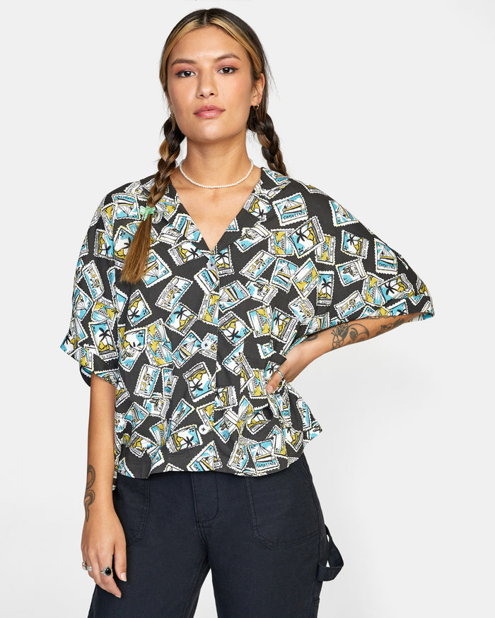 RVCA SPEAKEASY BUTTON DOWN TOP - RVB