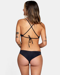 RVCA SOLID CROSSBACK TIE BIKINI TOP - BLK