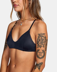 RVCA SOLID CROSSBACK TIE BIKINI TOP - BLK