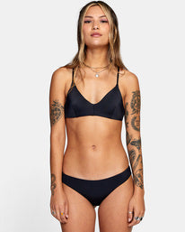 RVCA SOLID CROSSBACK TIE BIKINI TOP - BLK