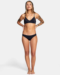 RVCA SOLID CROSSBACK TIE BIKINI TOP - BLK