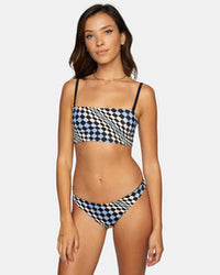 RVCA FLOW CHECK REVERSIBLE BANDEAU BIKINI TOP - TUB