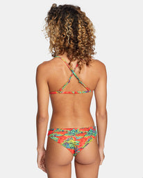 RVCA THOSE DAYS PRINTED CHEEKY BIKINI BOTTOMS - RED