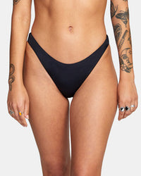 RVCA SOLID MEDIUM FRENCH BIKINI BOTTOM - BLK