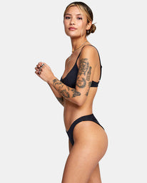 RVCA SOLID MEDIUM FRENCH BIKINI BOTTOM - BLK
