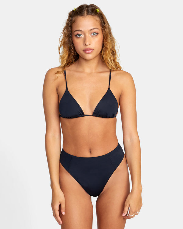 RVCA SOLID HIGH RISE CHEEKY BIKINI BOTTOMS - BLK