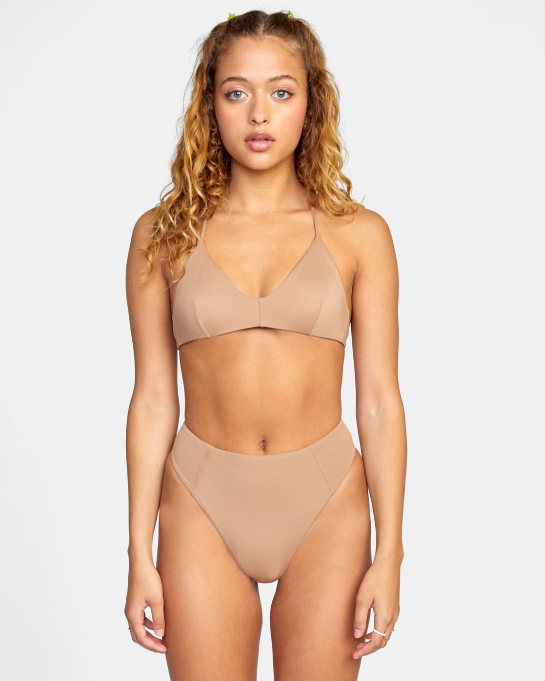 RVCA SOLID HIGH RISE CHEEKY BIKINI BOTTOMS - WOO