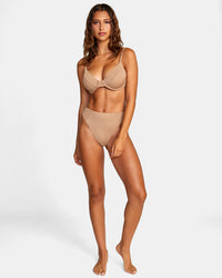 RVCA SOLID HIGH RISE CHEEKY BIKINI BOTTOMS - WOO