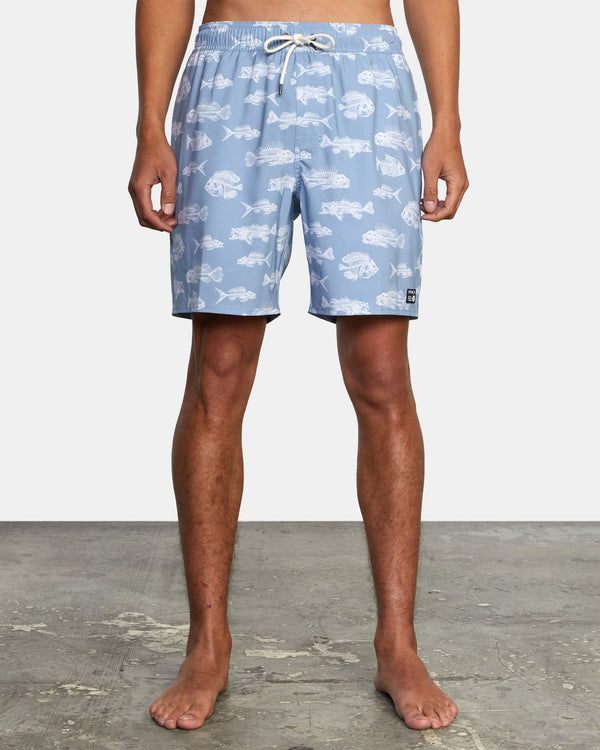 RVCA BEN HORTON FISH ELASTIC BOARDSHORTS 17" - BLU