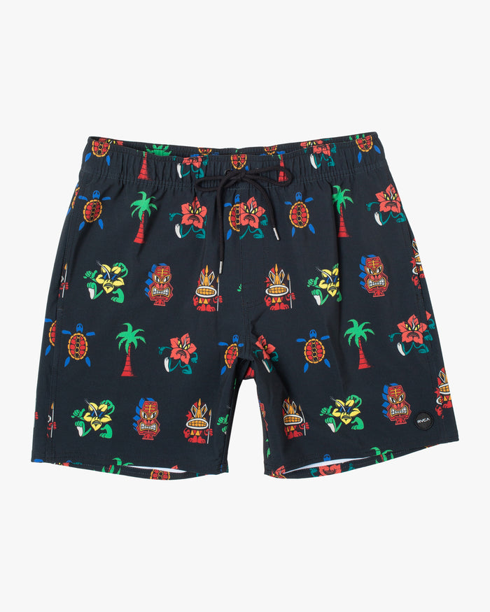 RVCA DMOTE MASK ELASTIC BOARDSHORTS 17" - BLK