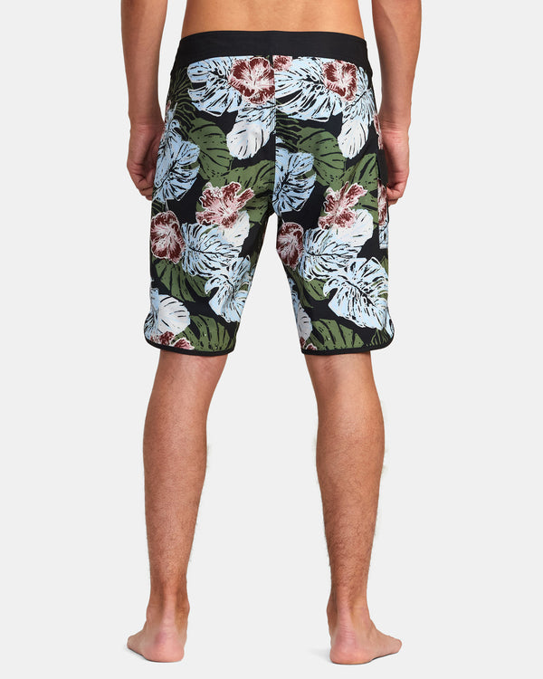 RVCA HAWAII MONSTERA 2.0 EASTERN 20" ELASTIC BOARDSHORTS - BLK