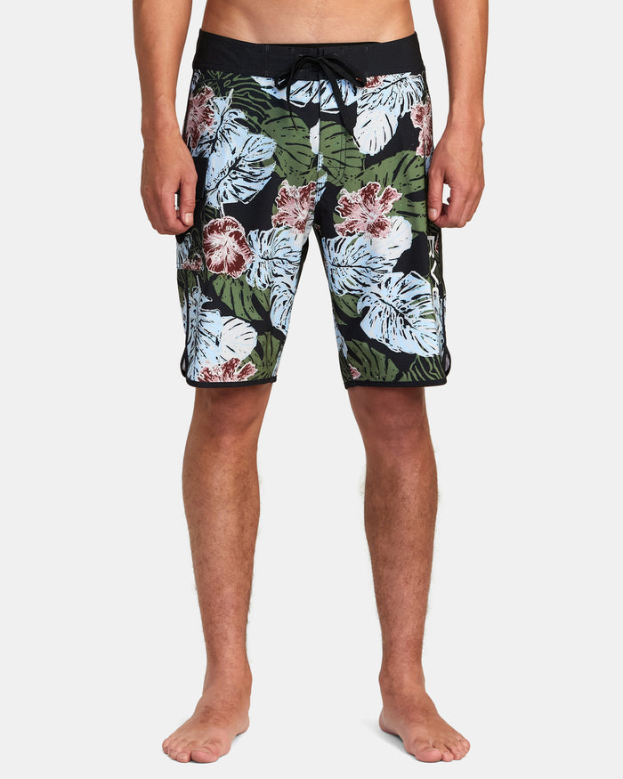 RVCA HAWAII MONSTERA 2.0 EASTERN 20" ELASTIC BOARDSHORTS - BLK