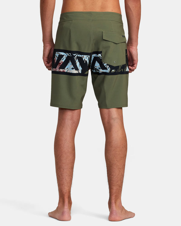 RVCA HAWAII MONSTERA 2.0 APEX 18" ELASTIC BOARDSHORTS - OLV