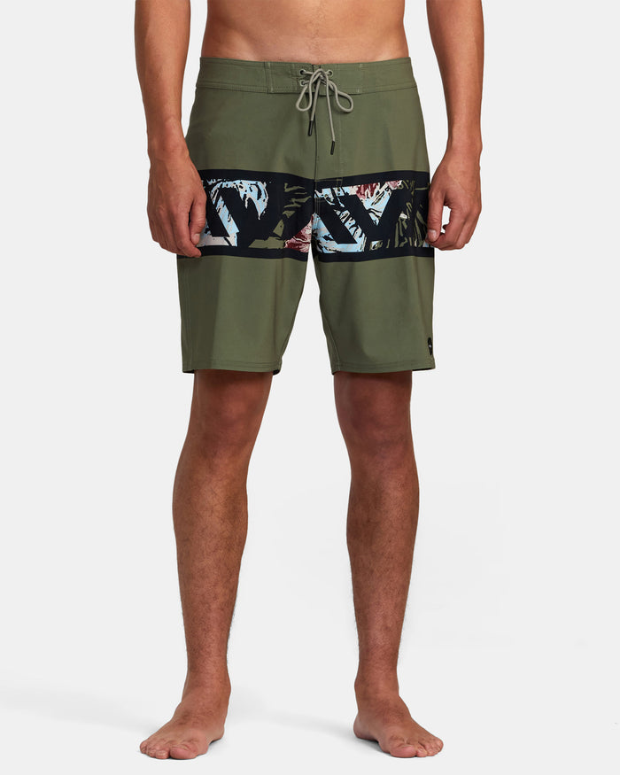 RVCA HAWAII MONSTERA 2.0 APEX 18" ELASTIC BOARDSHORTS - OLV