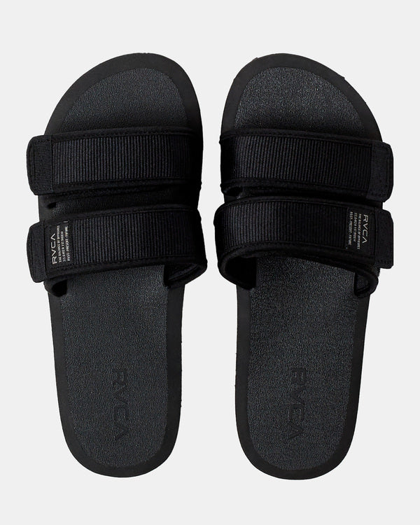 RVCA PEAK SLIDER SANDALS - BLK