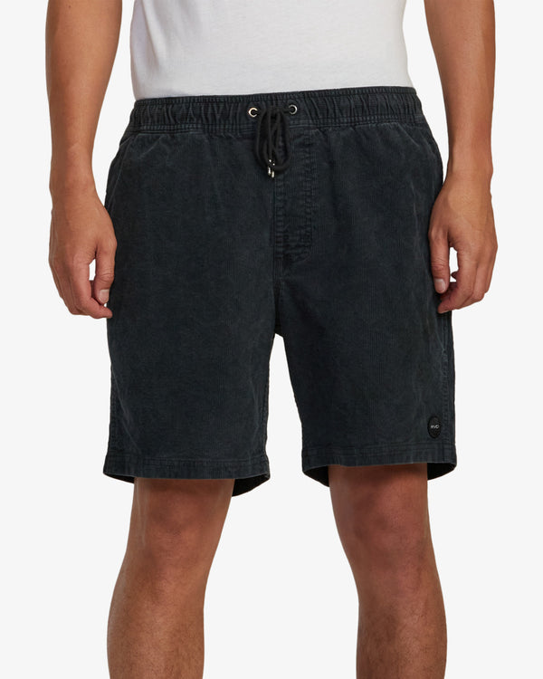 RVCA ESCAPE ELASTIC CORDUROY SHORTS 17" - BLK