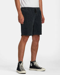 RVCA ESCAPE ELASTIC CORDUROY SHORTS 17" - BLK