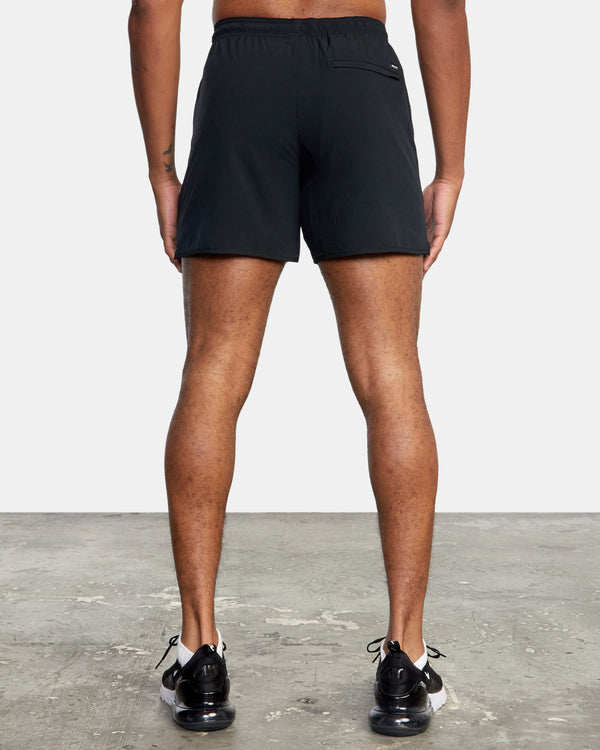 RVCA YOGGER ELASTIC RUNNING SHORTS 15" - BLK
