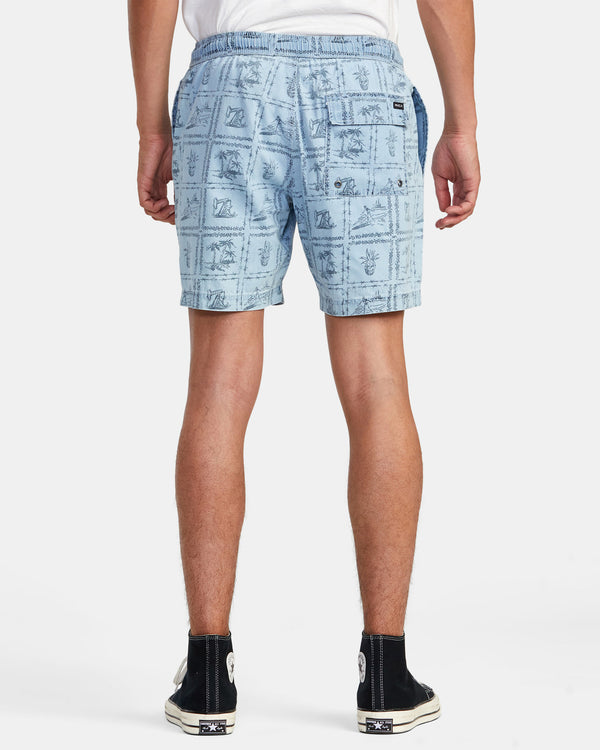 RVCA ESCAPE CHAMBRAY ELASTICIZED SHORTS - WAD