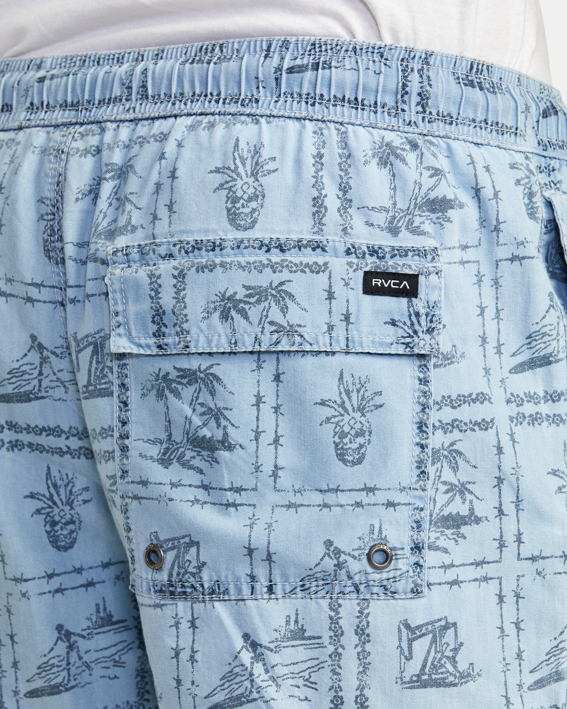 RVCA ESCAPE CHAMBRAY ELASTICIZED SHORTS - WAD