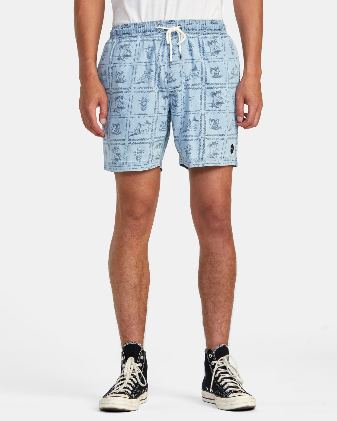 RVCA ESCAPE CHAMBRAY ELASTICIZED SHORTS - WAD