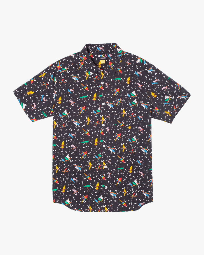 RVCA LP X KLW PARROTS SHORT SLEEVE SHIRT - BLK