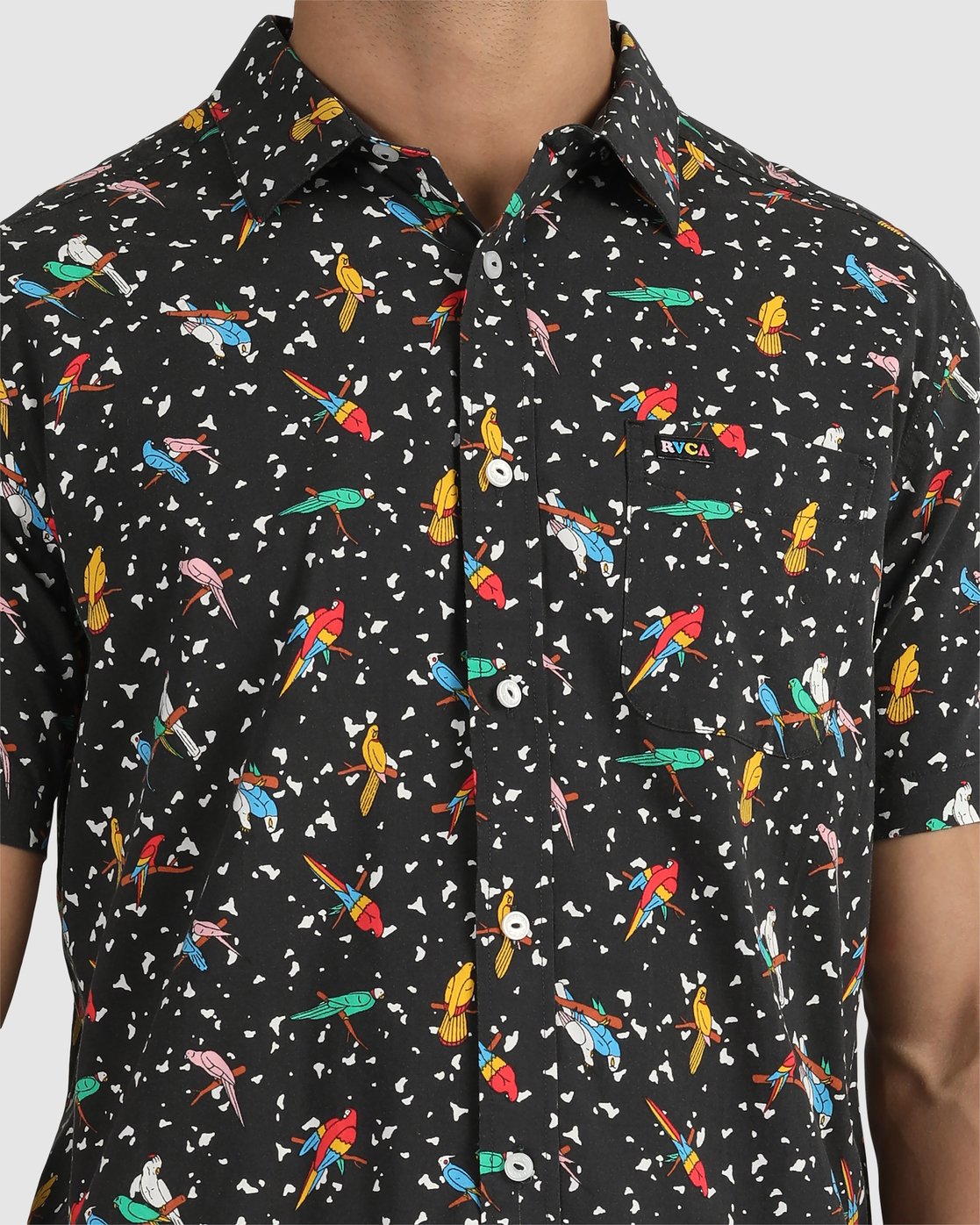 RVCA LP X KLW PARROTS SHORT SLEEVE SHIRT - BLK