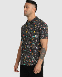 RVCA LP X KLW PARROTS SHORT SLEEVE SHIRT - BLK