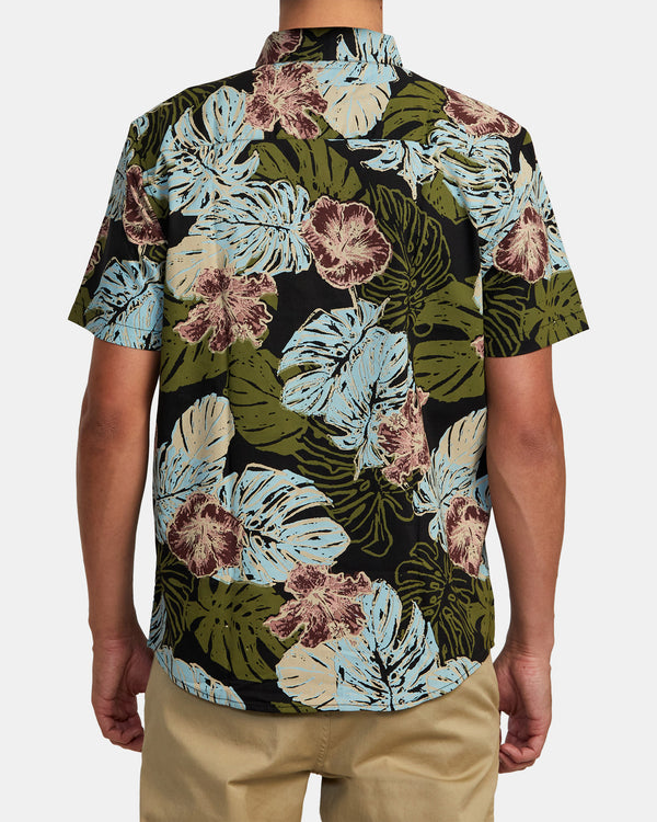 RVCA MONSTERA 2.0 WOVEN SHORT SLEEVE SHIRT - BLK