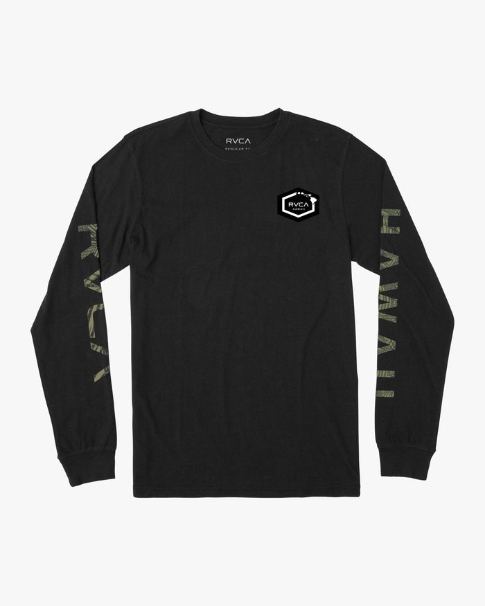 RVCA HAWAII HEX LONG SLEEVE TEE - BLK