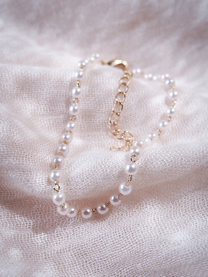 KE ALOHA JEWELRY DAINTY PEARL LINKED BRACELET - HOKUHELELE'I